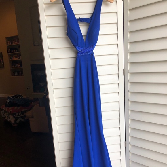 Sherri Hill Royal Blue Long Jersey Dress - Picture 4 of 4